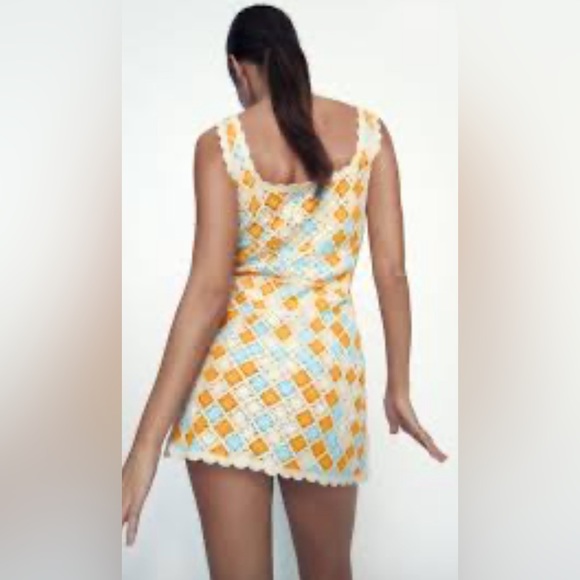 ZARA colourful crotchet mini dress size large - Picture 8 of 12